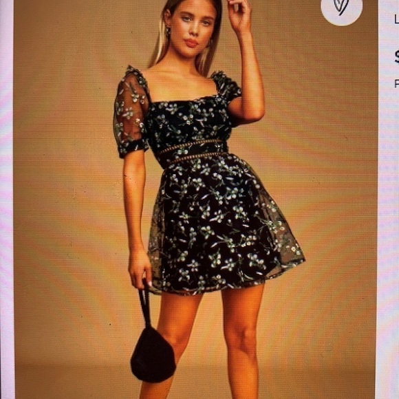 NWT Lulus Radiant Love Black Embroidered Skater Dress S - Picture 1 of 14